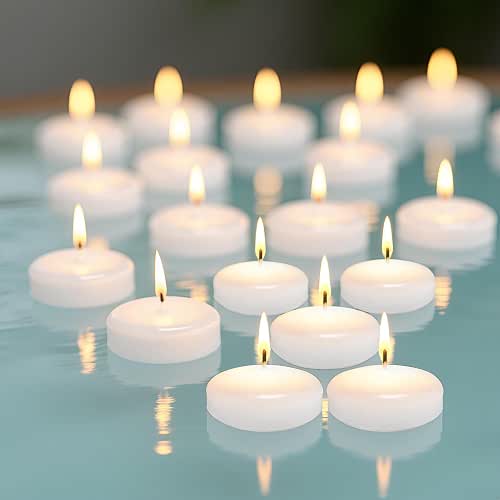 OSHINE 12 Pack Floating Candles: White 2 Inch Round Unscented