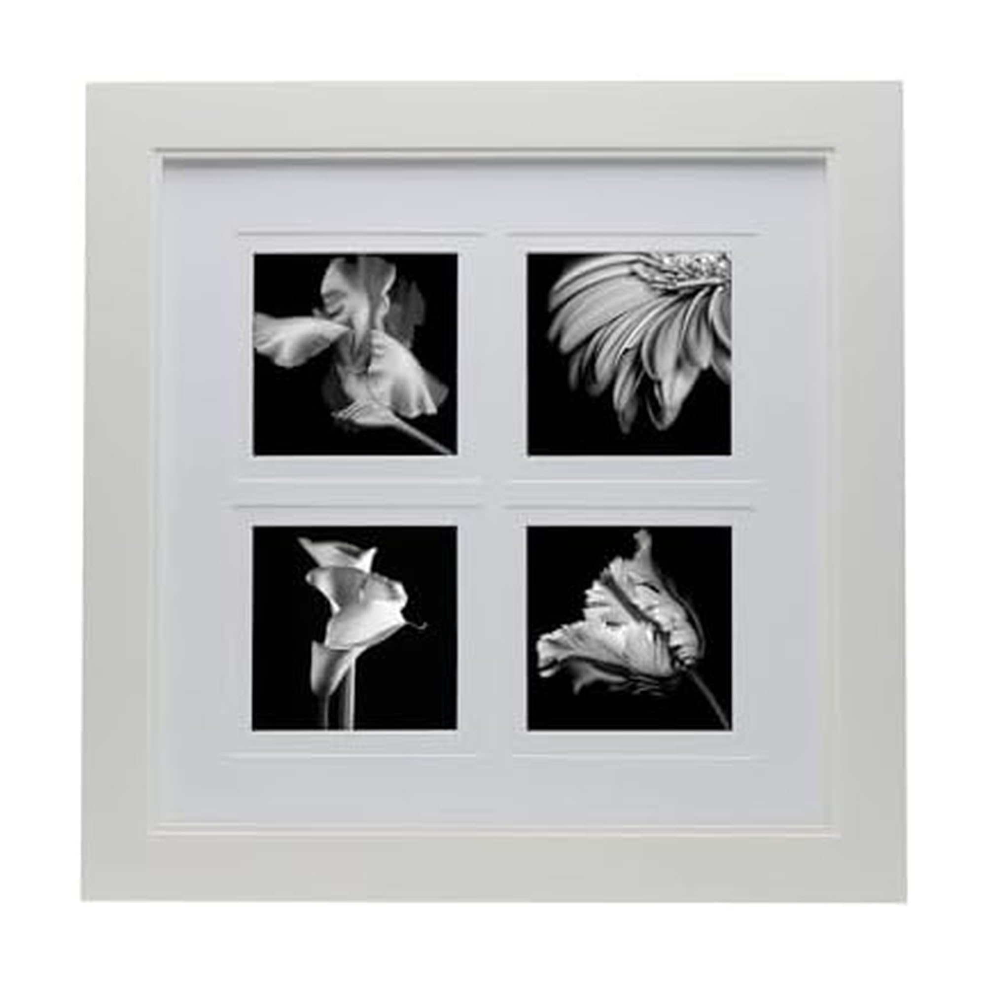 Cadre mural à 4 ouvertures Mikasa blanc brillant pour photos 12,7x12,7 cm