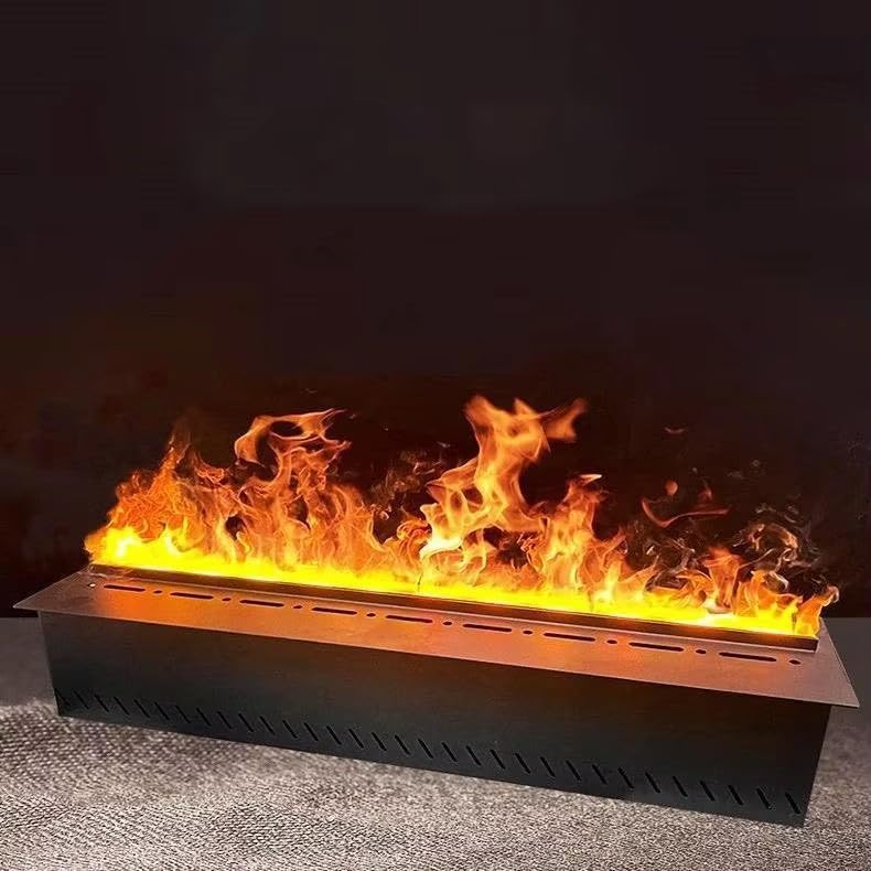 Chimenea eléctrica de vapor de agua con efecto realista de llama bailando 3D, colores de llama ajustables, panel táctil y control remoto para decoración de interiores