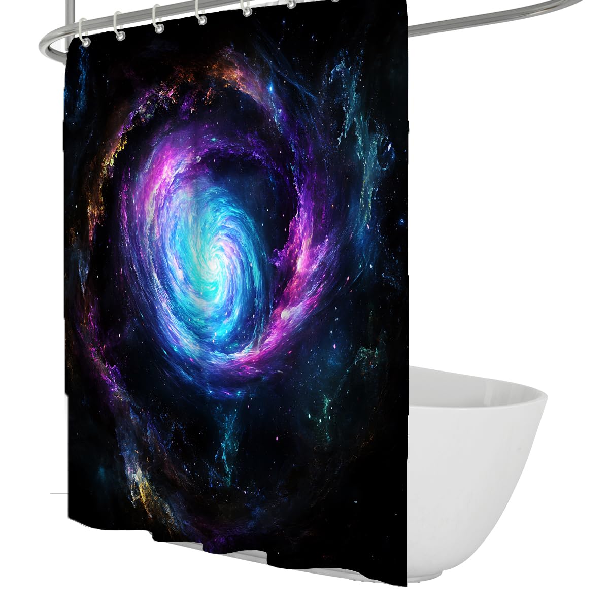 OLLIAR Home Fantasy Bathroom Shower Curtains Universe Planet Starry Sky Cosmic Outer Space Night Polyester Waterproof Fabric Shower Curtain with Hooks 150x180cm
