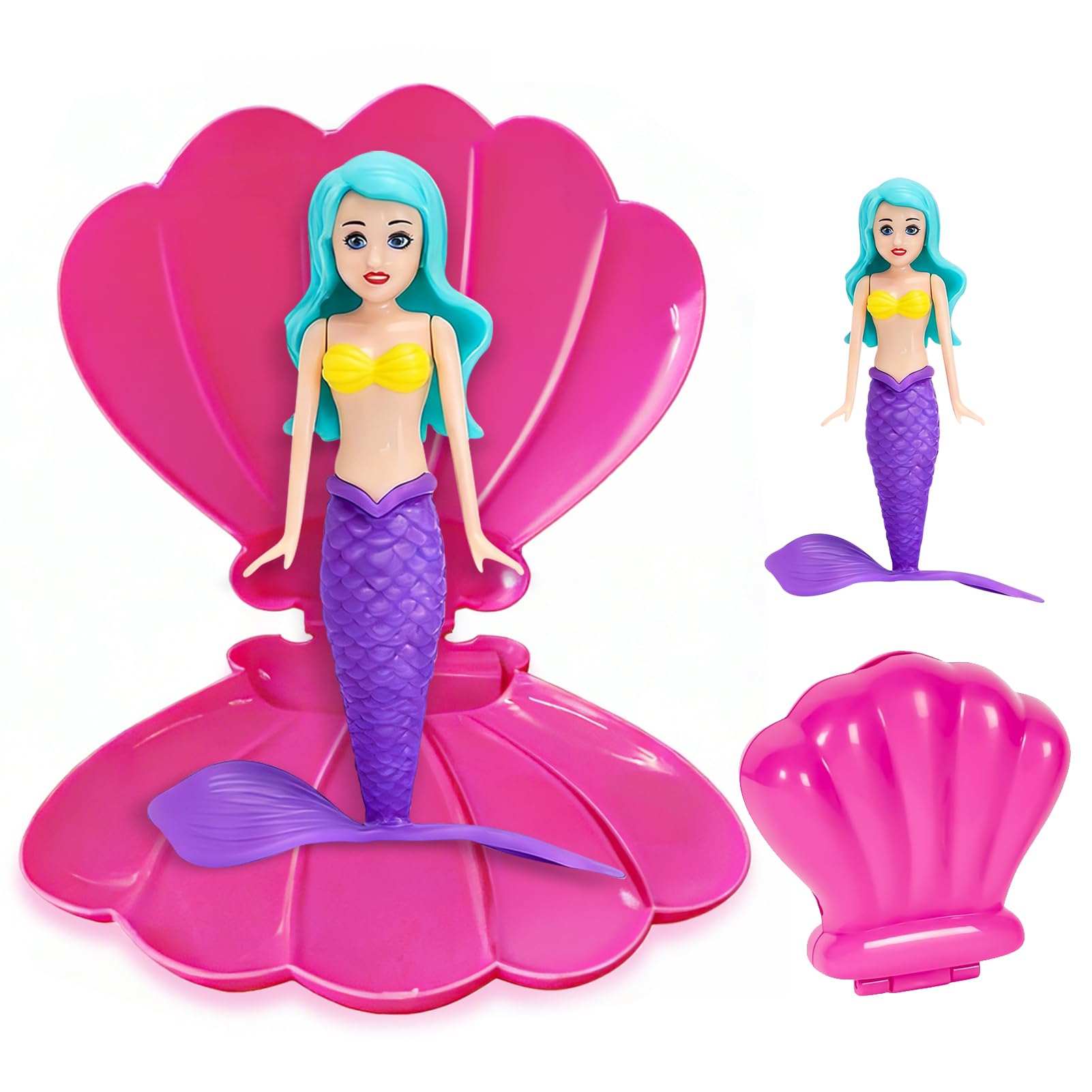Meerjungfrau Pool Spielzeug Muschel,Lustiges Schwimm Spielzeug,Tauchspielzeug für Kinder,Sommer Wasserspielzeug,Spinnende Prinzessin Wasserspiel,Schwimmende Muschel als Geschenk（Lila）