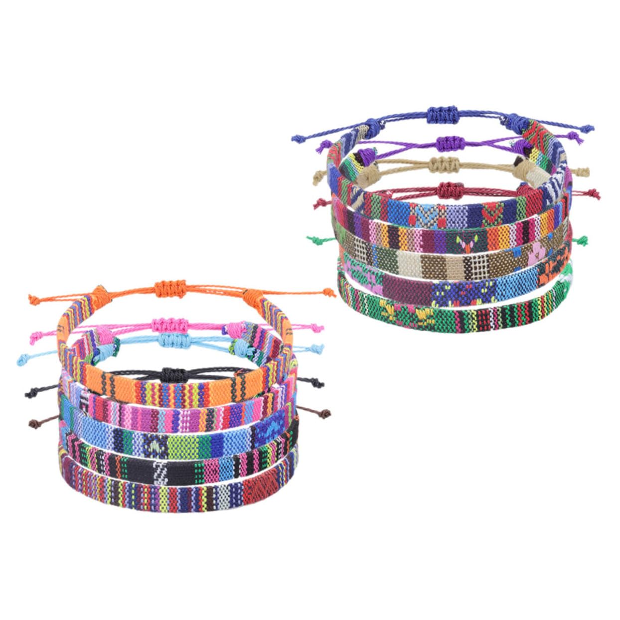 FOMIYES Bracelet Tissé Ethnique en Tissu, Lot de 10, Style Rétro