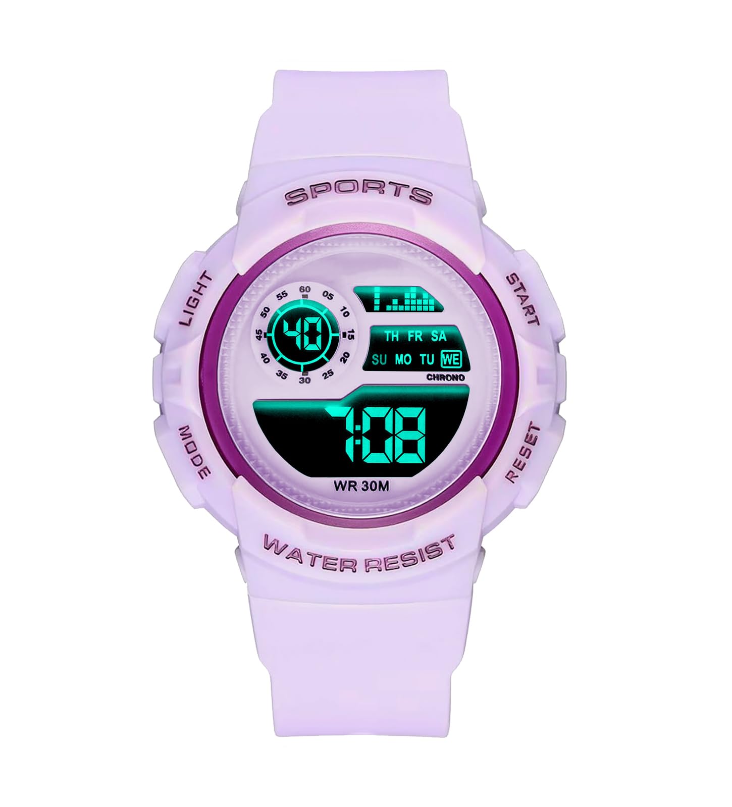 Time Up Digital Dial Fun Colors Attractive Design Alarm Light Function Watch for Boys & Girls (Age:5-14 Years)-DE190-X (Light Purple) (B0D3TRT4R2) Amazon Price History, Amazon Price Tracker