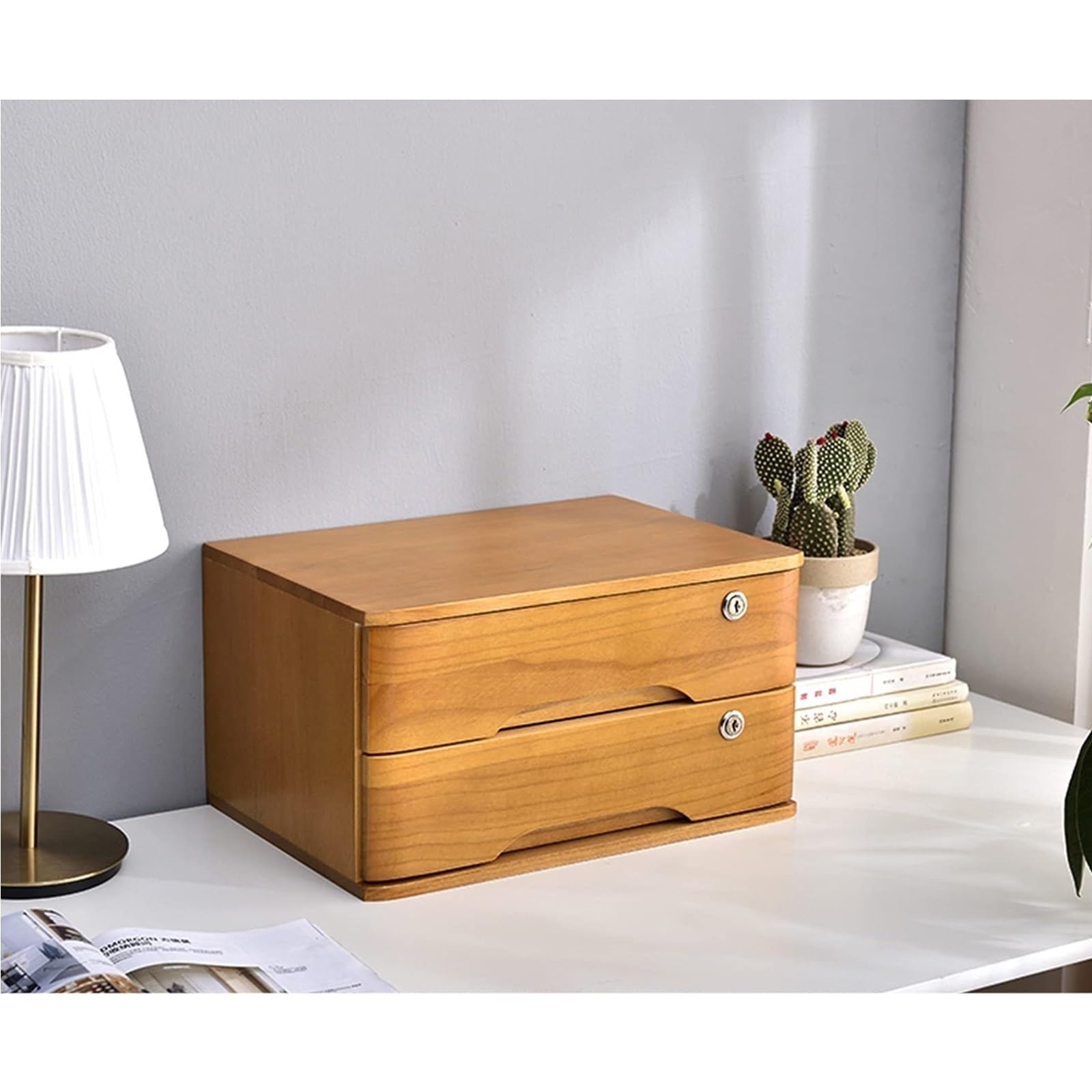 Aioneer D Rustic Soli Woo File Cabinet - 4-Rawer Esk Nizer For Office, Home & School - Secure Storage Box - Stylish Resser Rawer Solution-2 Layer