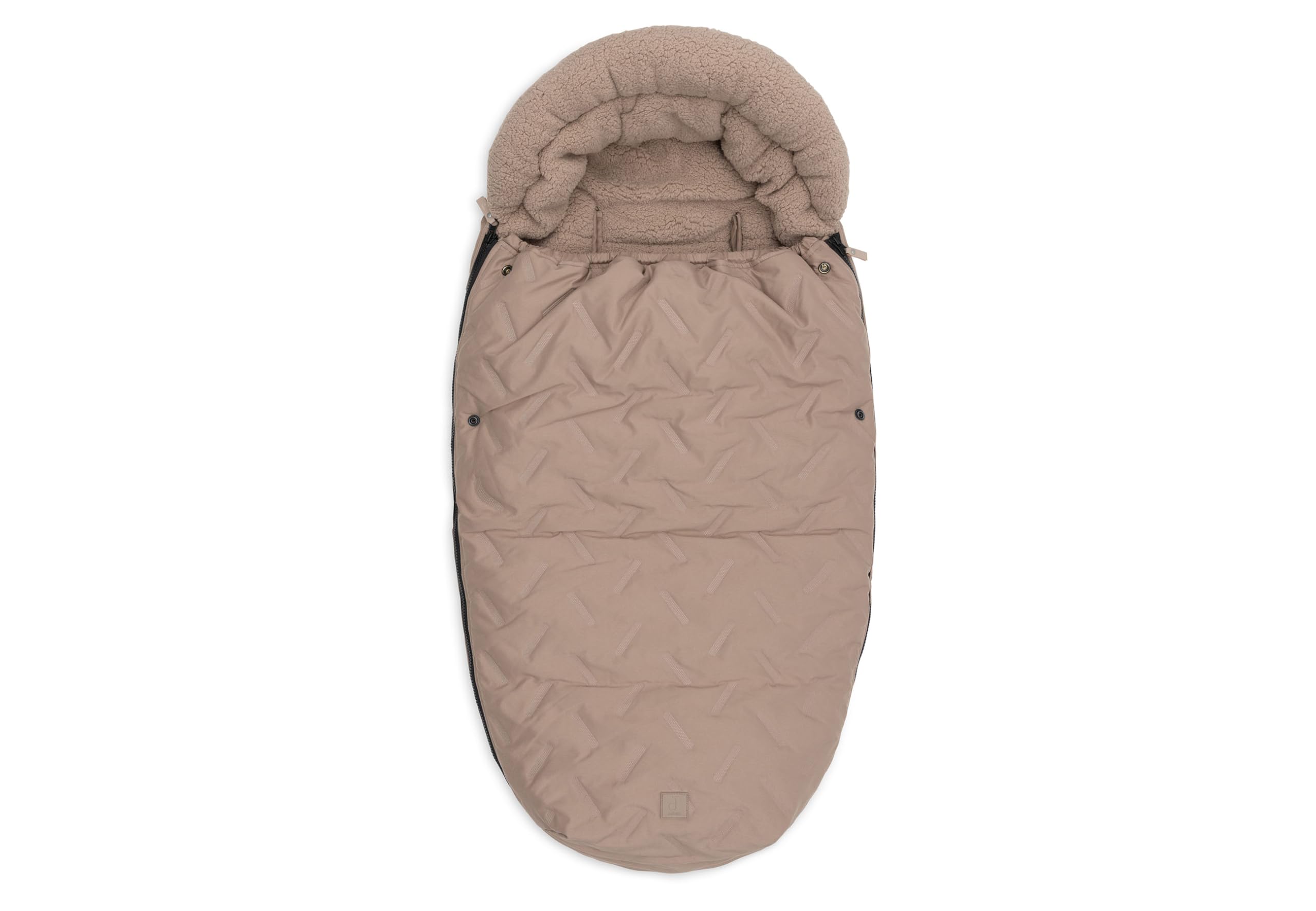 Jollein Footmuff Embossed – Milky Coffee – for Buggy or Stroller – Soft Fleece Lining – Fully Openable – Washable at 30°