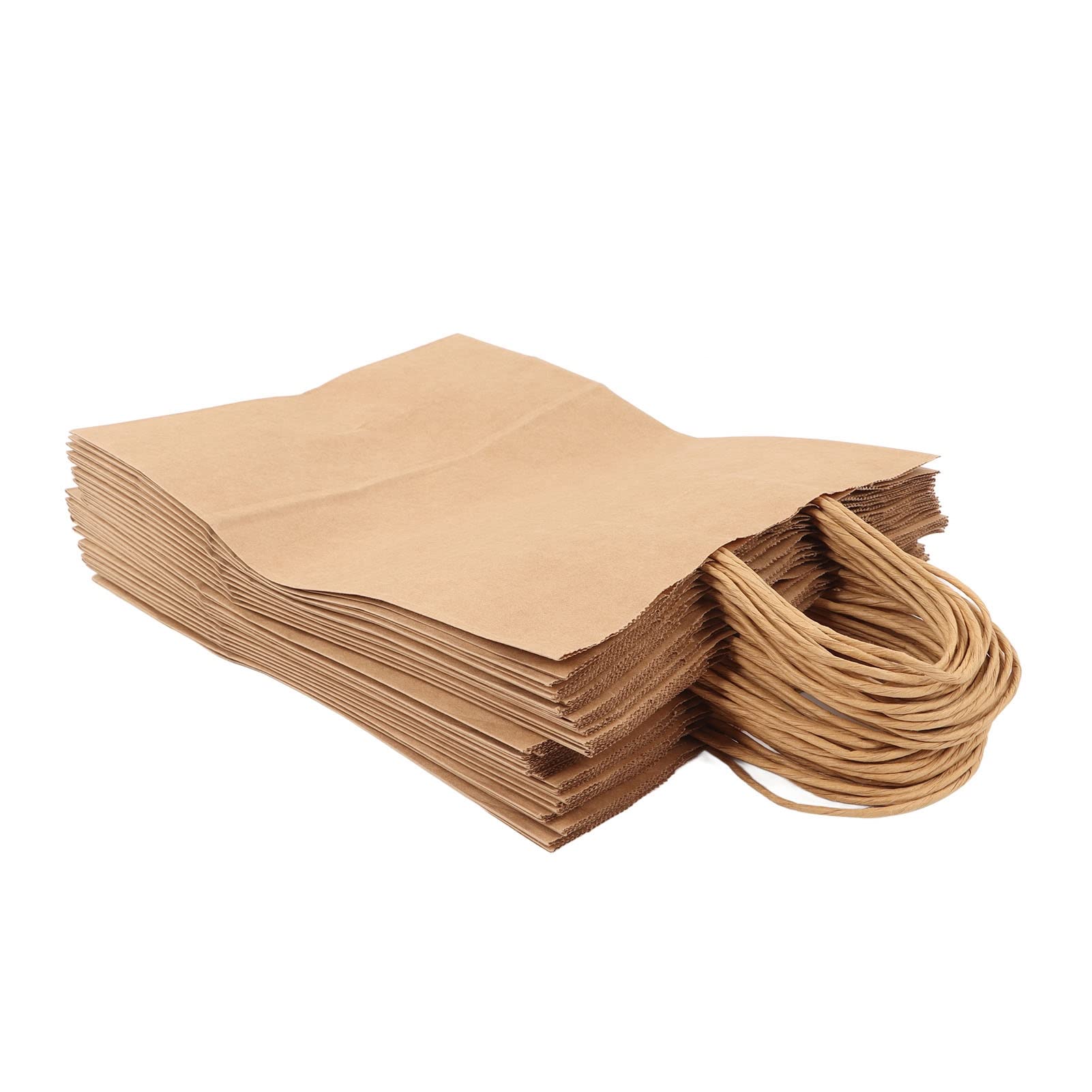 BAFOVY Torba Papierowa Kraft z Uchwytem, ​​50 szt. Torby na Zakupy Kraft Wielokrotnego Użytku do Pakowania żywności, Papierowe Torby na Prezenty o Dużej Pojemności z płaską powierzchnią dla Domowych