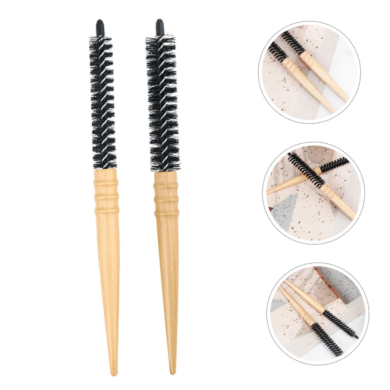 FOMIYES 10 Piezas Peine de madera esponjosa cepillo de madera Peine redondo de cepillo de pelo cepillo para cabello rizado cepillo para el cabello rodillo cepillo para secar