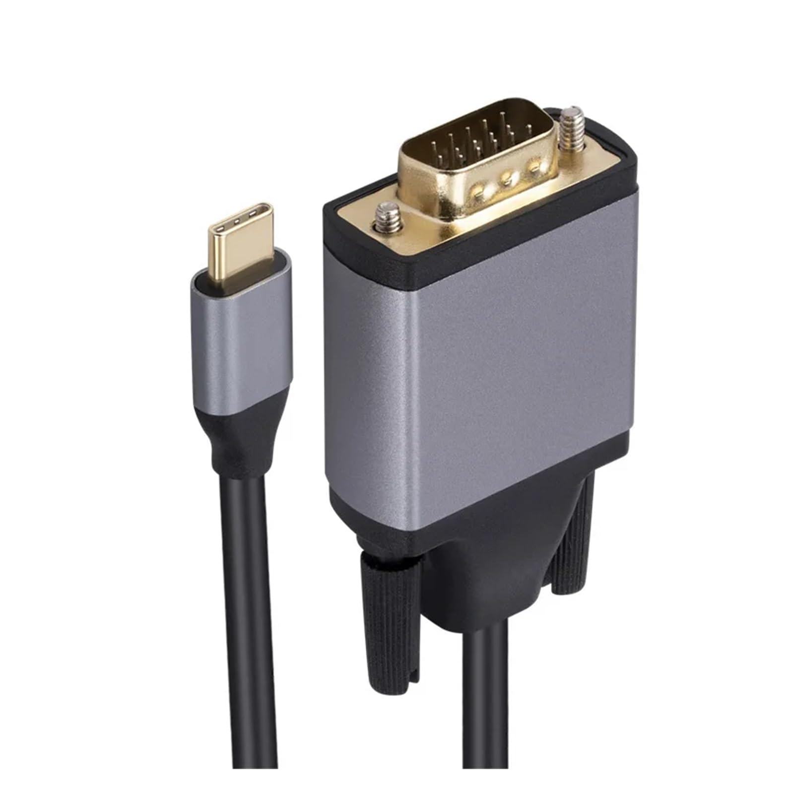 Kabel adaptera konwertera typu C na VGA 1080P A-dio wideo USB C na VGA pasuje do komputera tabletu PC projektora (szary)