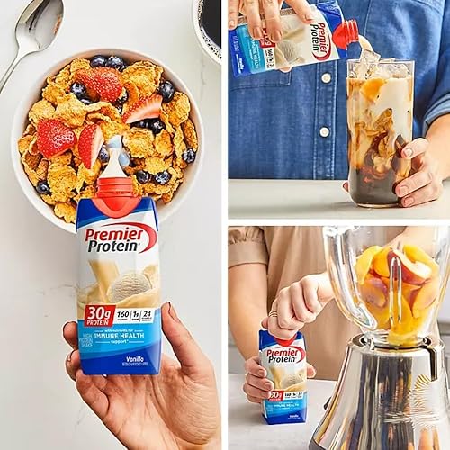 Miniatura 6 de Batido de proteínas  Paquete variado de batidos de proteínas, chocolate, vainilla, caramelo, café con leche, fresas, 1.06 onzas de proteína, 0.04