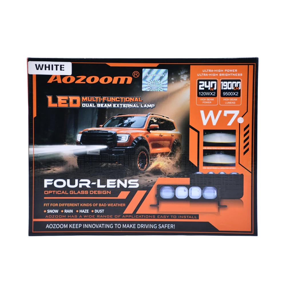 W7 LED Multi-Functional Dual Beam External Lamp | 6000K Cool White | High & Low Beam Projector Light | Aluminum Body | Waterproof IP67 Auxiliary Driving Light-picture-20