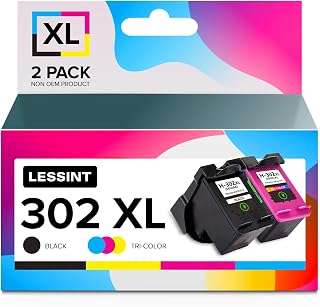 Remanufactured HP 302 Ink Cartridges Combo (Pack of 2) - 1 Black and 1 Tri Color HP 302XL Ink Cartridges - Compatible with HP302, HP302XL, HP Deskjet 5220, 5230, 3630 Printers
