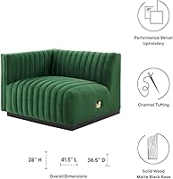 Vista 197 de Modway Conjure - Sofá seccional tapizado de terciopelo de alto rendimiento, con canal, silla sin brazos en negro y gris