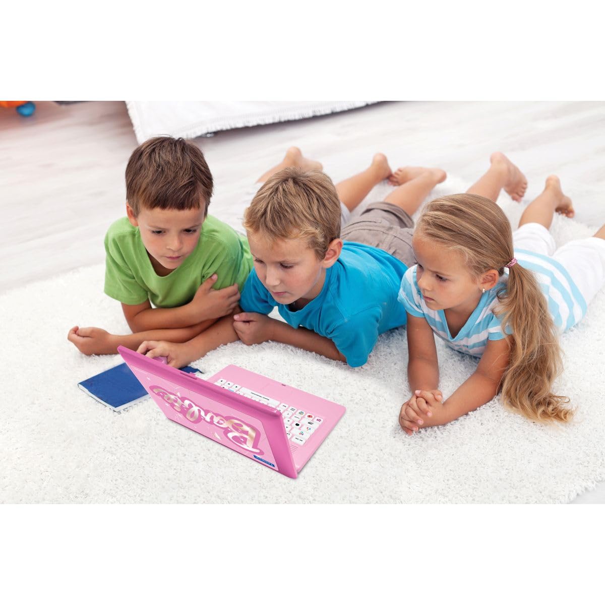 Lexibook, Barbie, Ordinateur Portable éducatif bilingue Anglais et Allemand, 164 activités, Mathématiques, Jeux de logique, Mode Musique, Grand écran LCD, Design Barbie Rose, JC601BBi3LXB