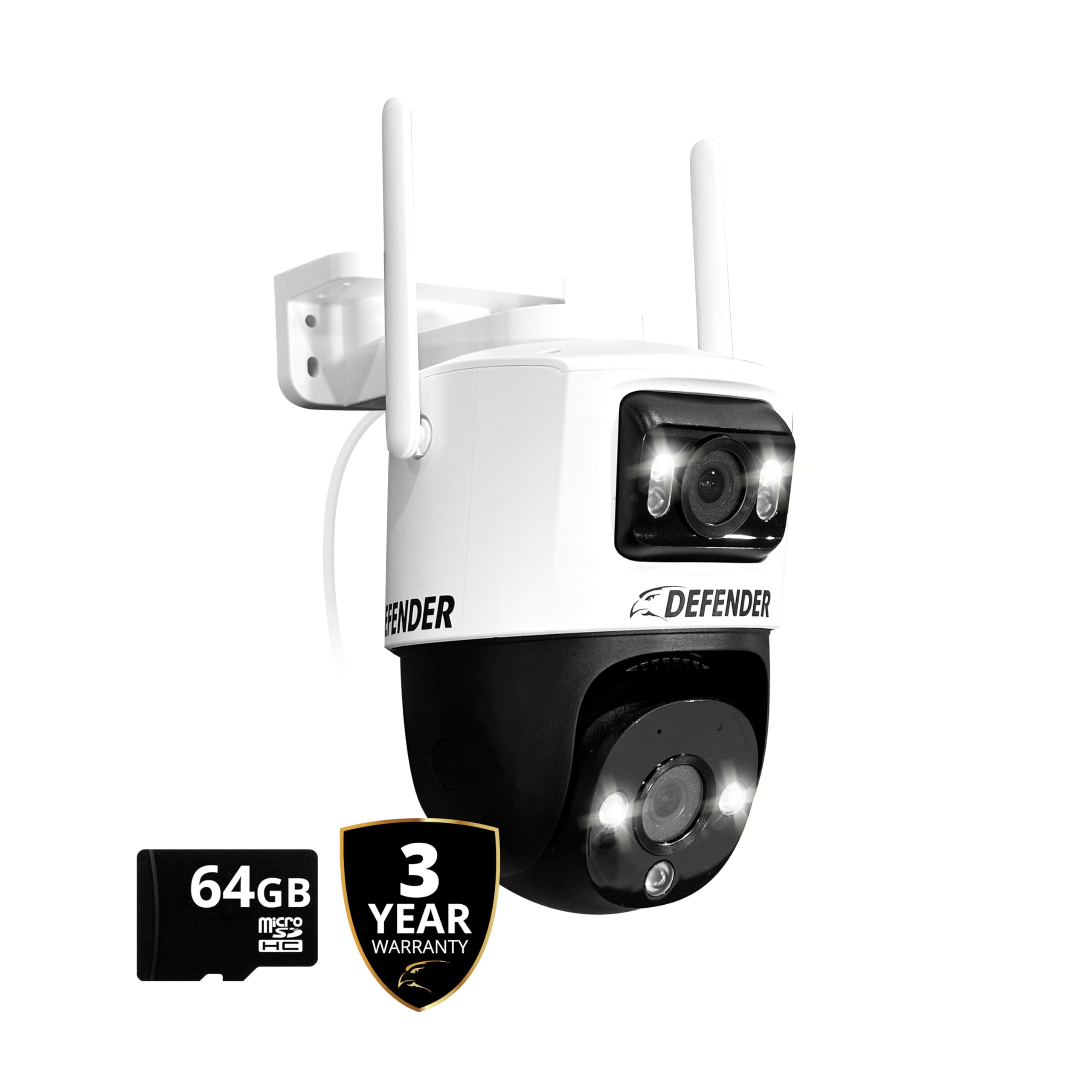 AI Powered Guard Pro 3K Plus Dual Lens PTZ WiFi 6, Plug & Play Security Camera, Human/Vehicle Detection, AI Auto-Tracking, Bluetooth, Includes 64GB SD Card and 3 Year Warranty