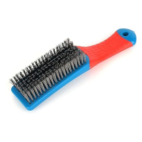 Miniatura 8 de Paquete de 2 cepillos de alambre para limpieza, cepillo de alambre de acero inoxidable resistente para limpieza de óxido de metal, limpieza de