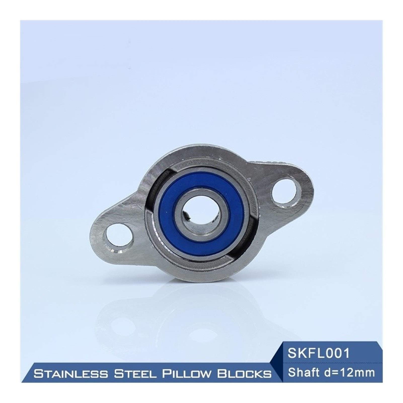 Boîtiers de roulement SKFL001 Arbre de roulement 12 mm Boîtiers de roulement SSKFL001 Roulements à Semelle en Acier Inoxydable S KFL001 Roulements montés 12 mm Roulements à Semelle