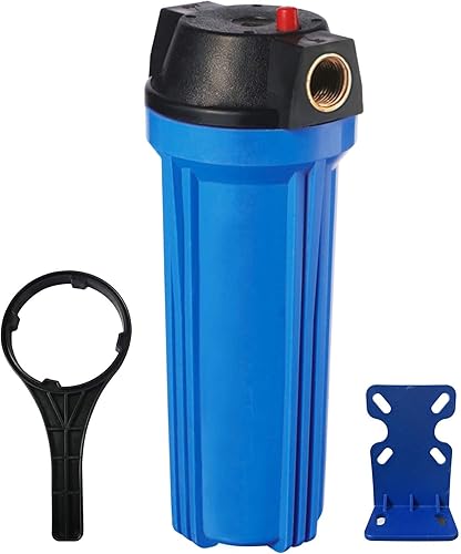 Miniatura 2 de Geekpure Sistema de filtro de agua para toda la casa de 10 pulgadas con carcasa azul y sedimento de PP enrollado, puerto de latón NPT de 34"