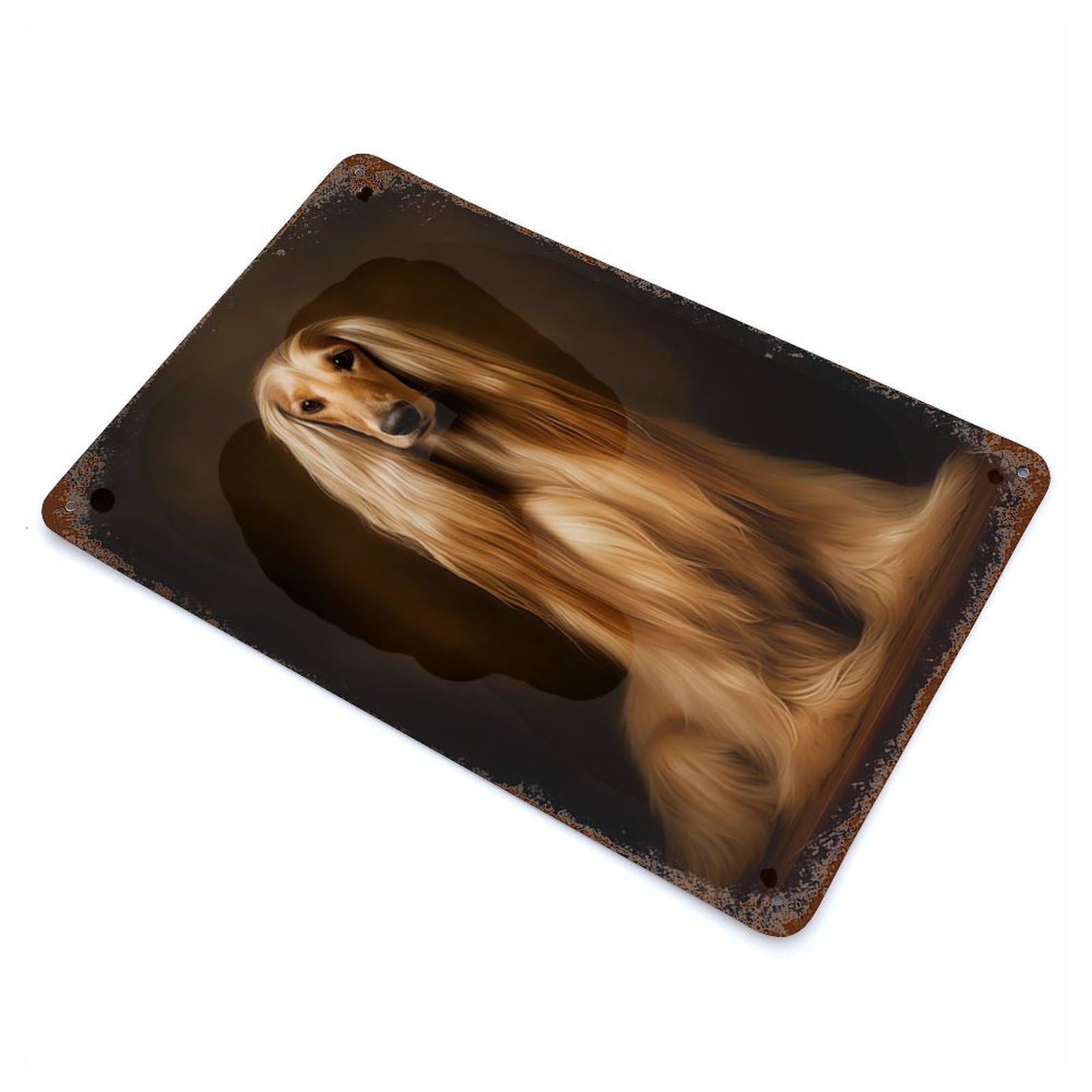 Afghan Hound Rust Effect Tin Sign 11.8"x7.9", Ideal for Farmhouse, Kitchen And Entryway Decor