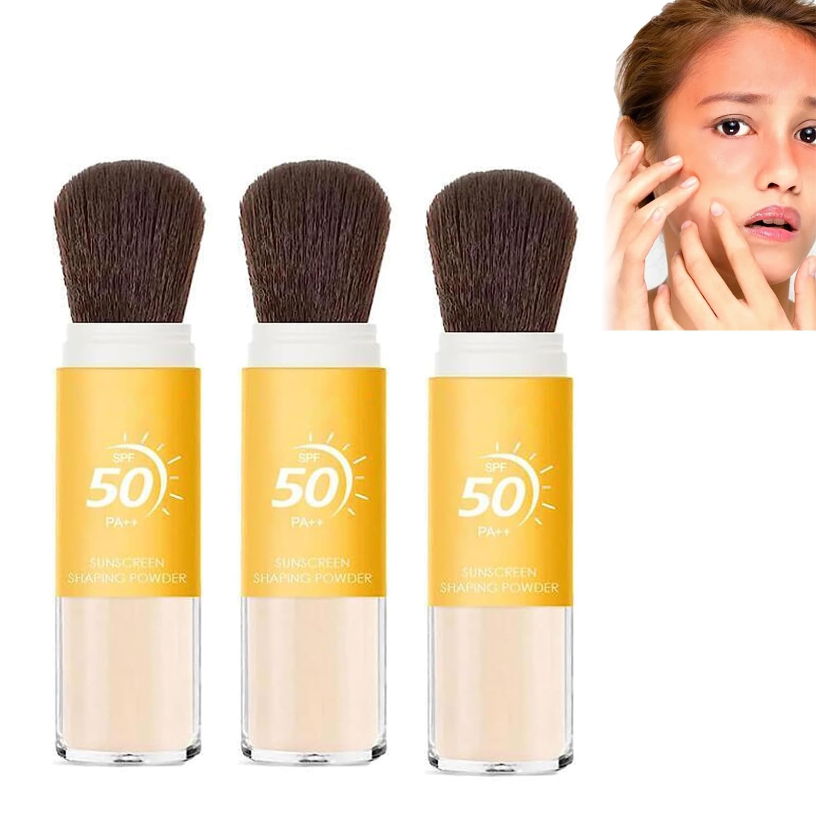 Lovelycat Mineral Sunscreen Face Powder Sunscreen Mineral Sunscreen Spf 50 Oil Control Natural Matte Finish Lasting Lightweight Breathable For All Skin (3PC)