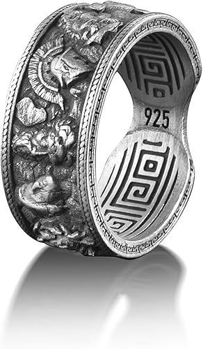 BySilverStone Jewelry - Anillo de mitología griega para hombres, anillo de dioses del Olimpo griego antiguo en anillo de plata de ley, regalo
