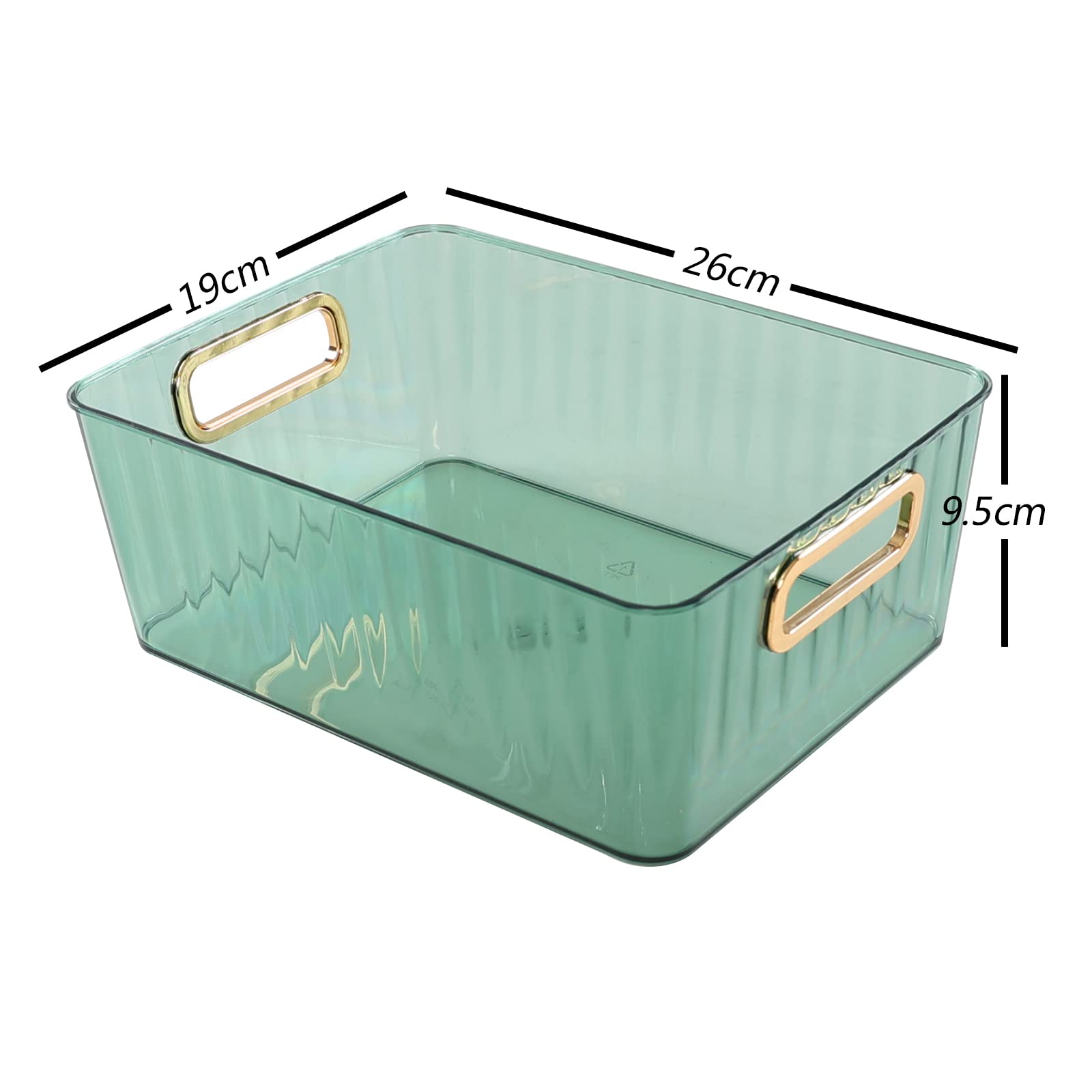 Rinboat 6 Packs Clear Plastic Storage Bin, Green Cupboard Storage Basket with Gold Handle - Image 2