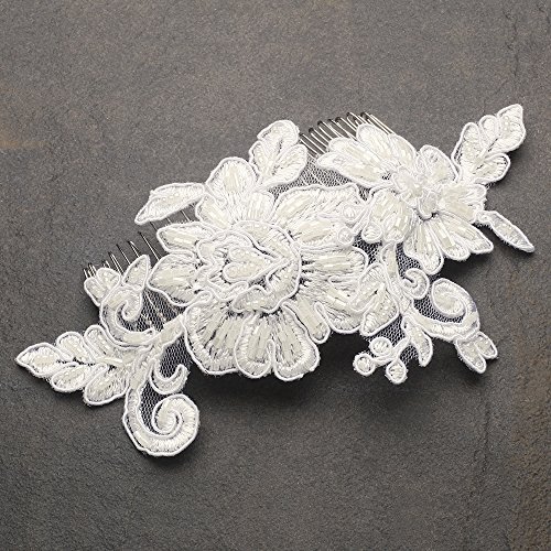 Mariell Romantic English Rose Ivory Lace Handmade Bridal Hair Comb - Gorgeous Vintage Wedding Headpiece