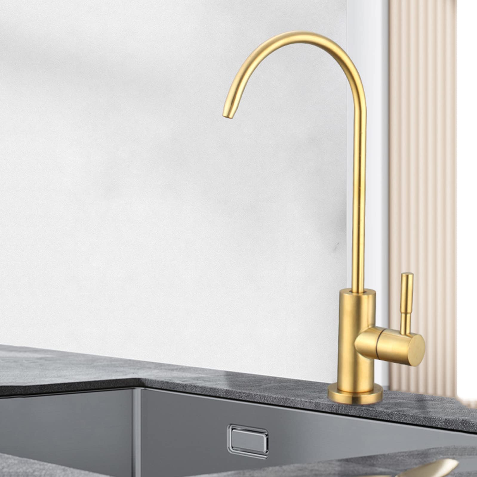 Grifo Cocina, Grifo Osmosis Monomando Dorado Grifo Fregadero Grifo Osmosis Inversa
