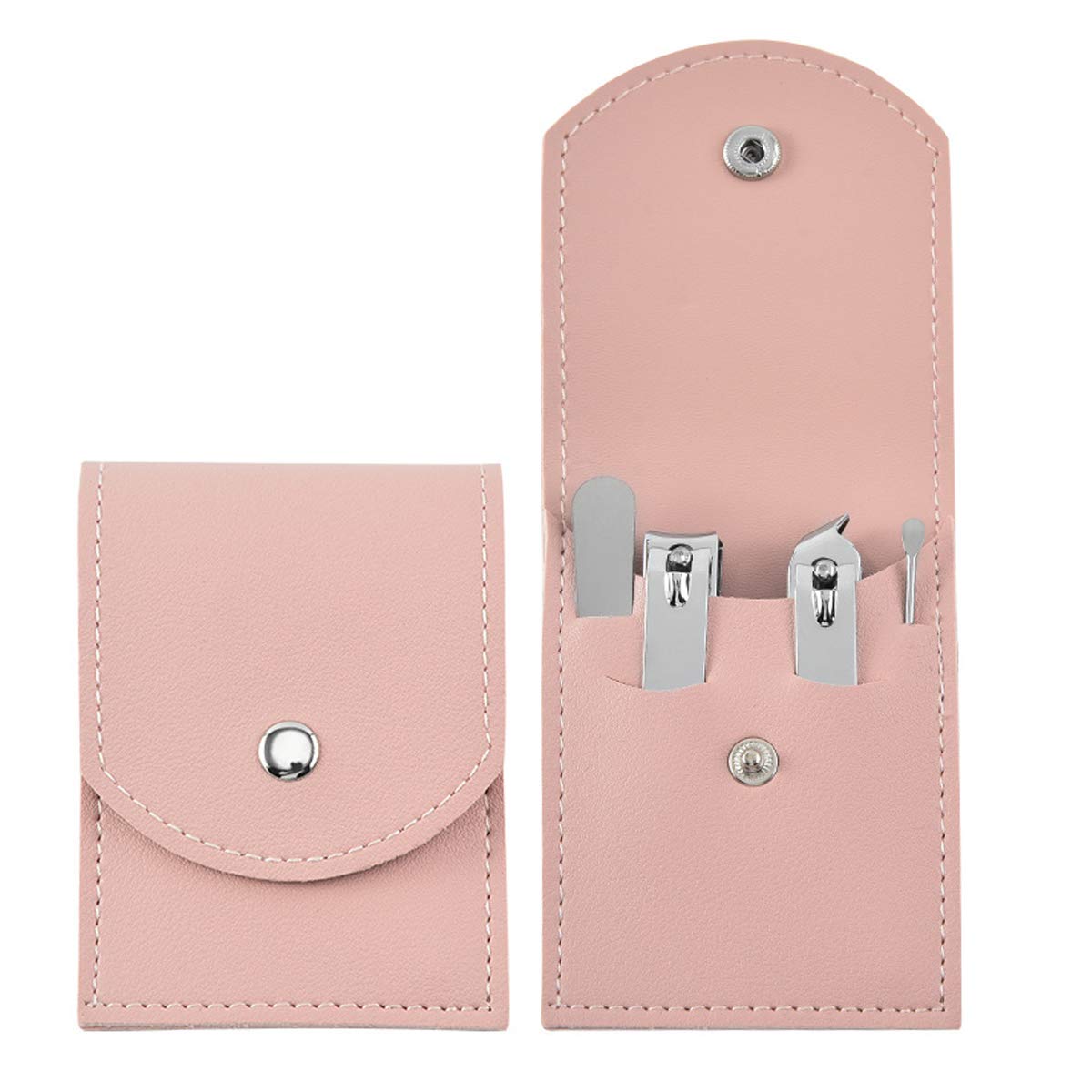 Manicure Set, Pedicure Kit for Fingernail Toenail Care, Personal Nail Care Tools with Leather Case for Travel, Camping & Outdoors, Very Suitable as A Gift (Pink)