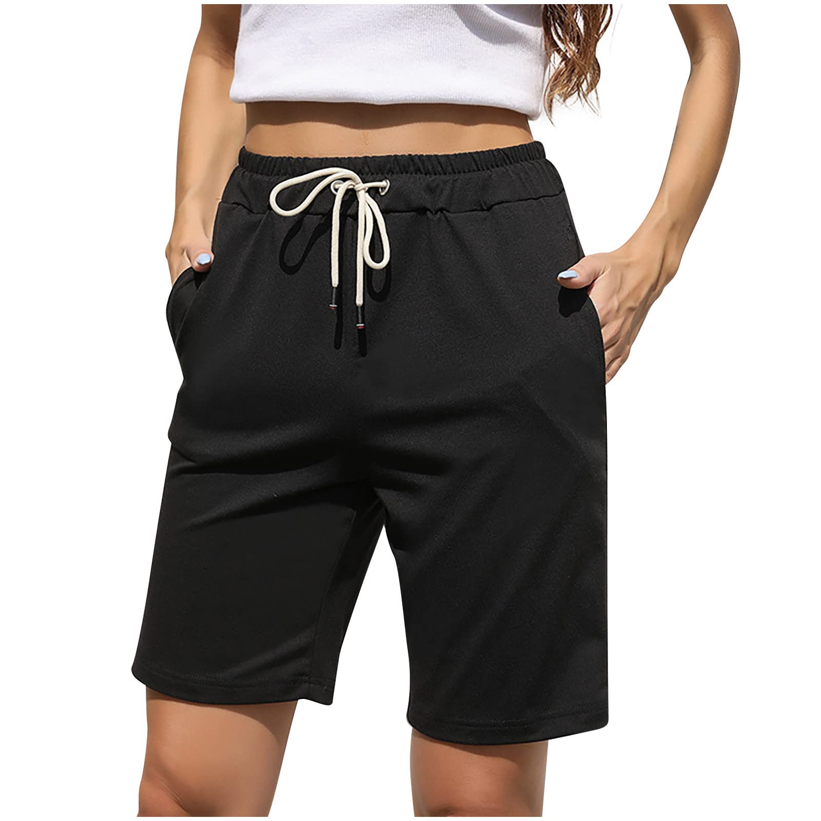 summer short pants for women Hohe Taille Yogahose Skinny Jeans Baumwolle Bermuda Sweatpant Weich Bequem Trainingshose sports gym leggings Casual Lose Slim Fit Freizeithose für Urlaub Strand Alltag