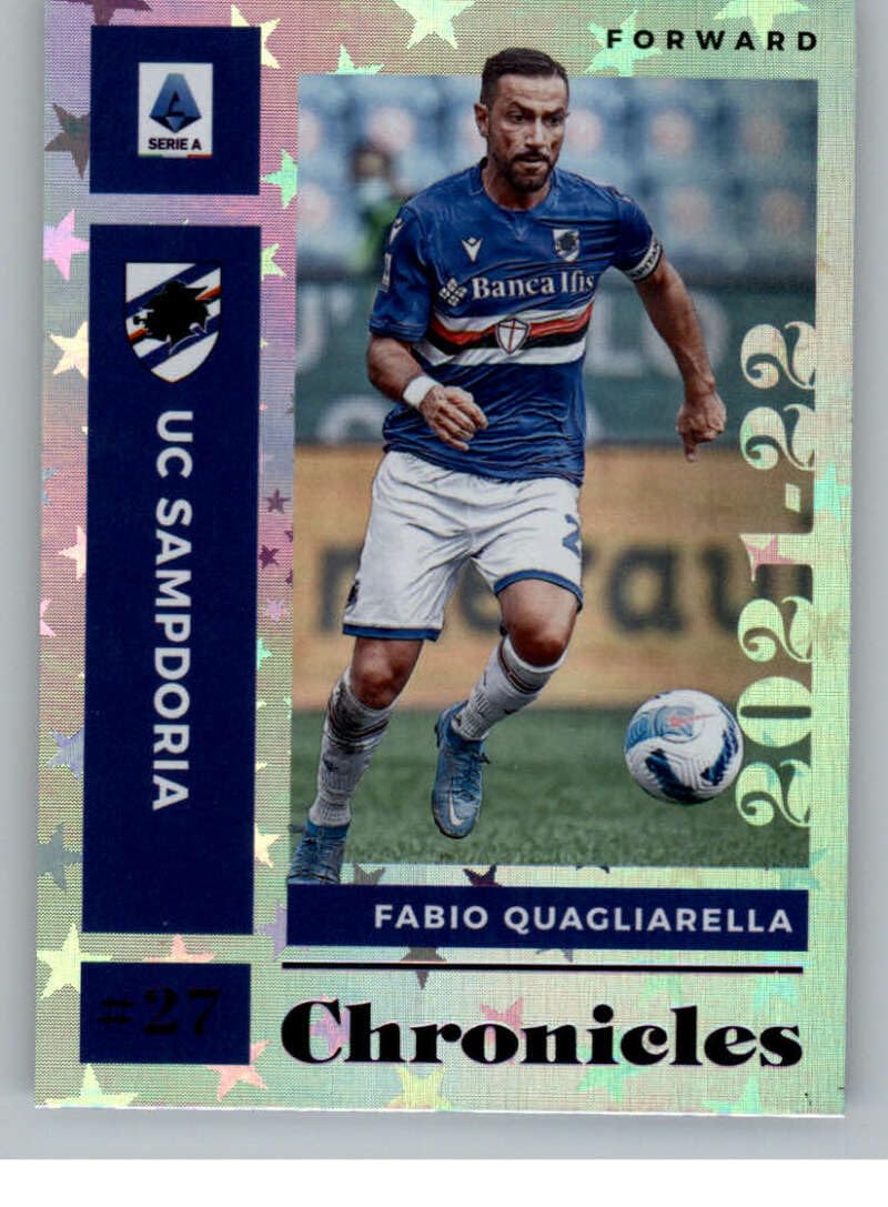 Panini2021-22 Panini Chronicles Serie A Purple Astro #15 Fabio Quagliarella UC Sampdoria Chronicles Official FIFA Soccer Card in Raw (NM or Better) Condition