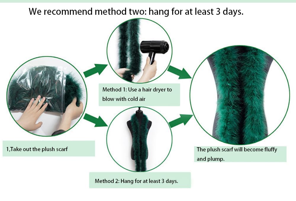 Duories Boa en plumes de dinde 2 m 8 cm - Plumes en peluche moelleuse Boa - Étole à plumes - Guirlande à plumes pour sapin de Noël, mariage, bricolage, burlesque, carnaval, fête, costume des années 20