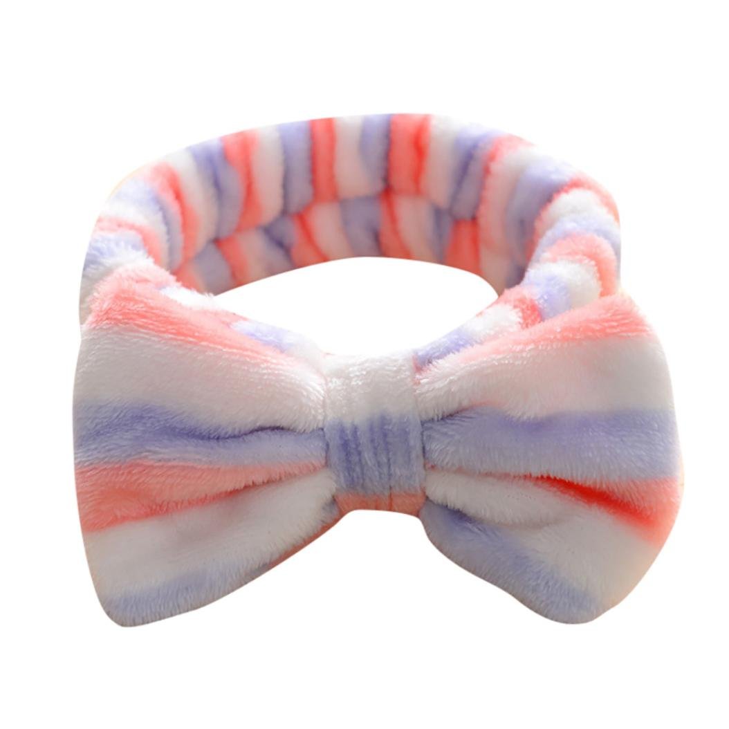 Soft Hairband Datework Cute Women Girl Elastic Makeup Bow Knot Head Wrap Bath Spa Face Headband Face Washing