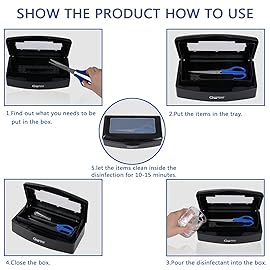 Gusnilo Nail Tool Sterilizer Box Plastic Disinfectant Container Disinfectant Tray for Nail Tools, Tweezers, Hair Salon, Spa and Trimmer Manicure Equipment (Black)