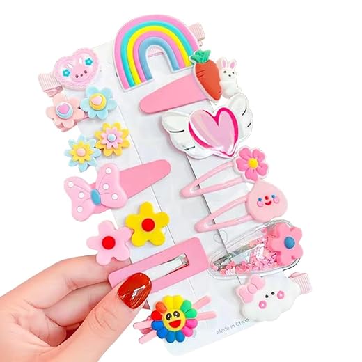 kit Presilhas 14 unidades grampo TIC TAC De Cabelo Infantil menina feminino kit de Acessórios divertidos e alegres, presente para meninas (Rosa Claro)