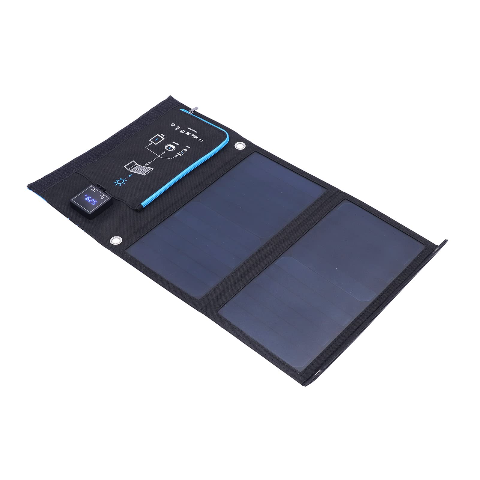 Marhynchus Bolsa de Cargadores Solares, Banco de EnergíA Solar Portátil de Goma de Tela ABS con Panel Plegable de 15 W, USB Dual 5 V 2,5 A, 520 X 290 Mm para Acampar, Senderismo, Viajes, Teléfono,