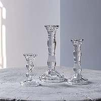 Vista 1 de 3 paquetes de portavelas de cristal - Portavelas transparentes para velas cónicas - Centros de mesa para velas, velas LED cónicas, decoración