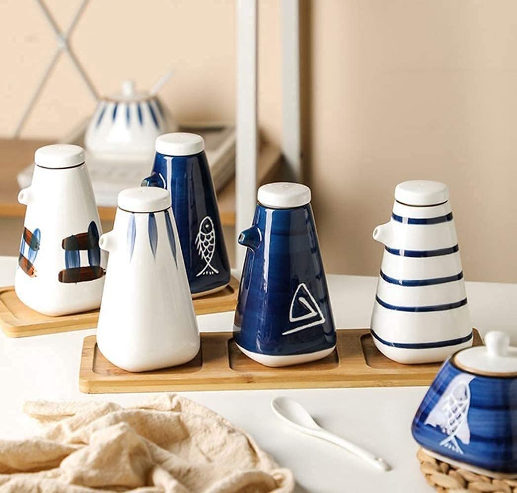 Distributore di Olio e aceto, Bottiglia di Olio o aceto in Ceramica da 300 ml, Piccola Bottiglia di Olio per Sushi, Contenitore per Cucina