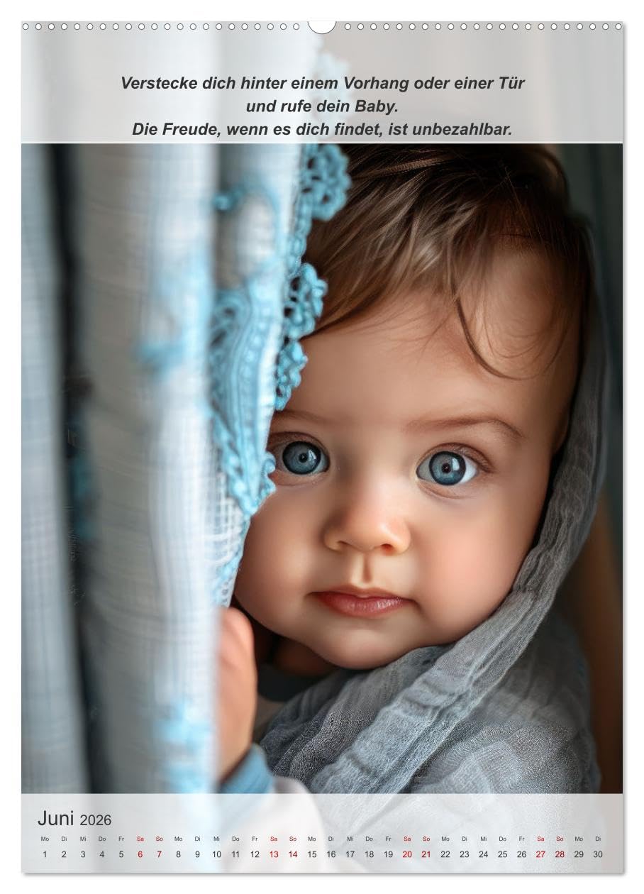 Keine Langeweile mehr für ihr Baby (hochwertiger Premium Wandkalender 2026 DIN A2 hoch), Kunstdruck in Hochglanz: Lustiger Jahresplaner zur Beschäftigung von Kleinkindern (CALVENDO Menschen)