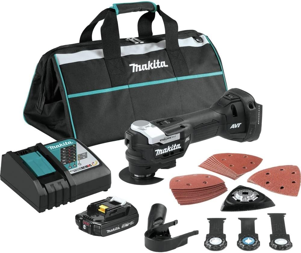 Makita XMT04R1B 18V LXT® Lithium-Ion Sub-Compact Brushless Cordless StarlockMax® Oscillating Multi-Tool Kit (2.0Ah)