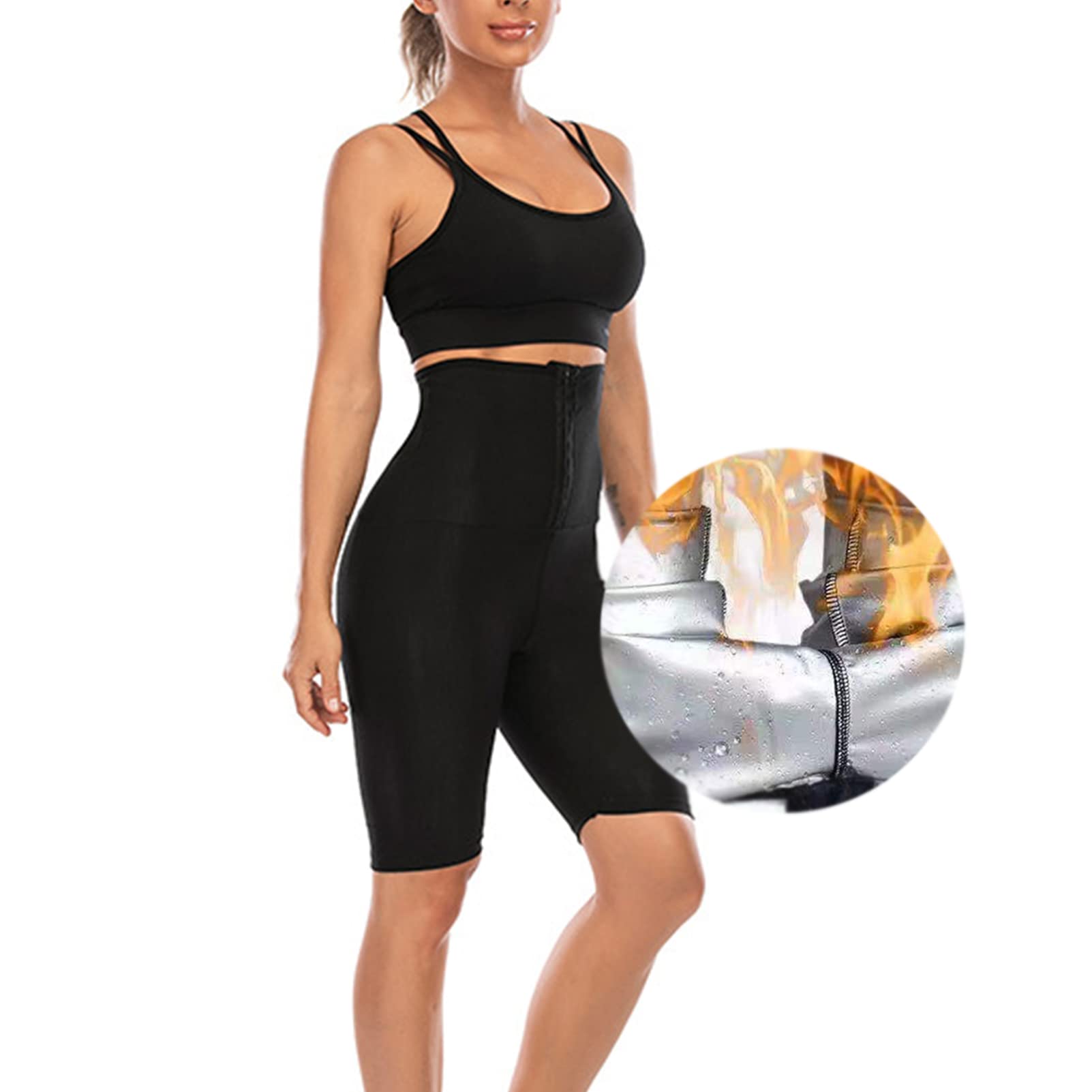 XONJEMU Sauna Suit for Women Weight Loss Body Shaper Tummy Control Butt Lifter Sauna Pants High Waisted Waist Trainer Slimming Workout Capris