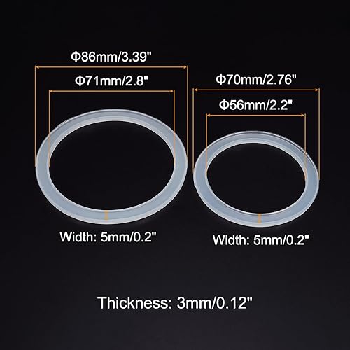 Miniatura 3 de PATIKIL Juego de anillos de sellado de silicona de boca ancha de 2.756 in y 3.386 in de ancho, 1 juego/20 juntas reutilizables a prueba de fugas