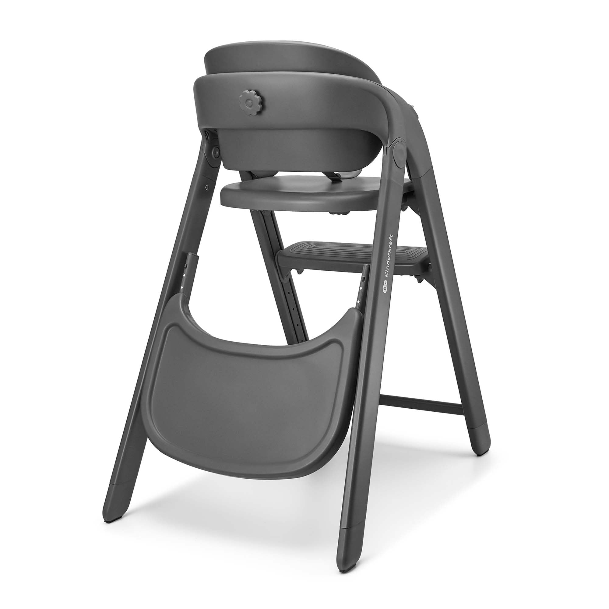 Kinderkraft TINO Chaise Haute 3-en-1, Réglable, Harnais 5 Points, Plateau Amovible, Pliable, Facile à Nettoyer, Croît avec l'Enfant, Idéale pour Enfant et Adulte, Gris