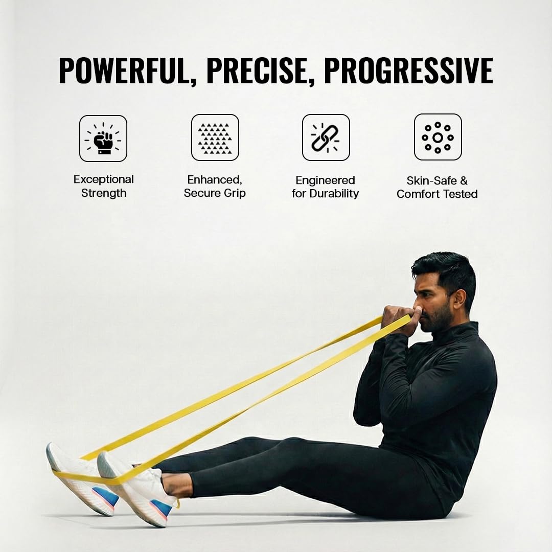 Wiselife Fabric Resistance Power Band, Pull Up Bands, Pull Up Assistance Bands, Workout Bands, Exercise Bands, Resistance Bands For Legs, Working Out, Muscle Training, Pull Up Assist Upto 7Kg(Yellow) 3