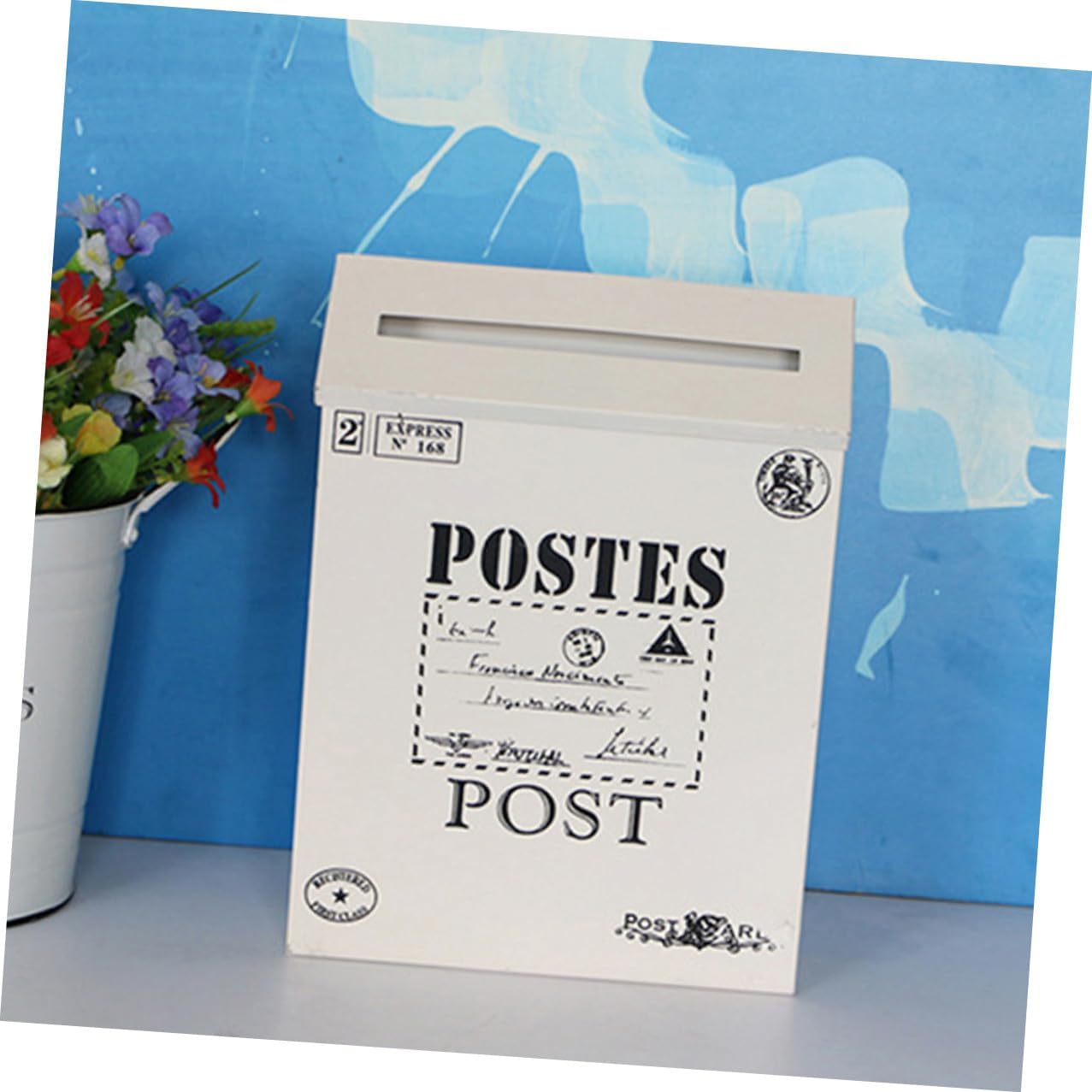 DOITOOL 2pcs Vintage Iron Wall Mount Mailboxes White Large Letter Wall Mailbox Post Box for Outdoor Household Use