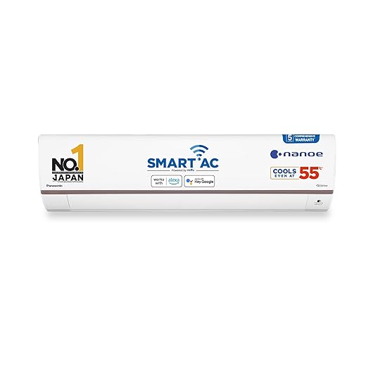 Panasonic 1.5 Ton 5 Star Wi-Fi Inverter Smart Split AC (Copper Condenser, 7 in 1 Convertible with True AI Mode, 4 Way Swing, nanoe X Air Purification Technology, CS/CU-HU18BKYFM, White)