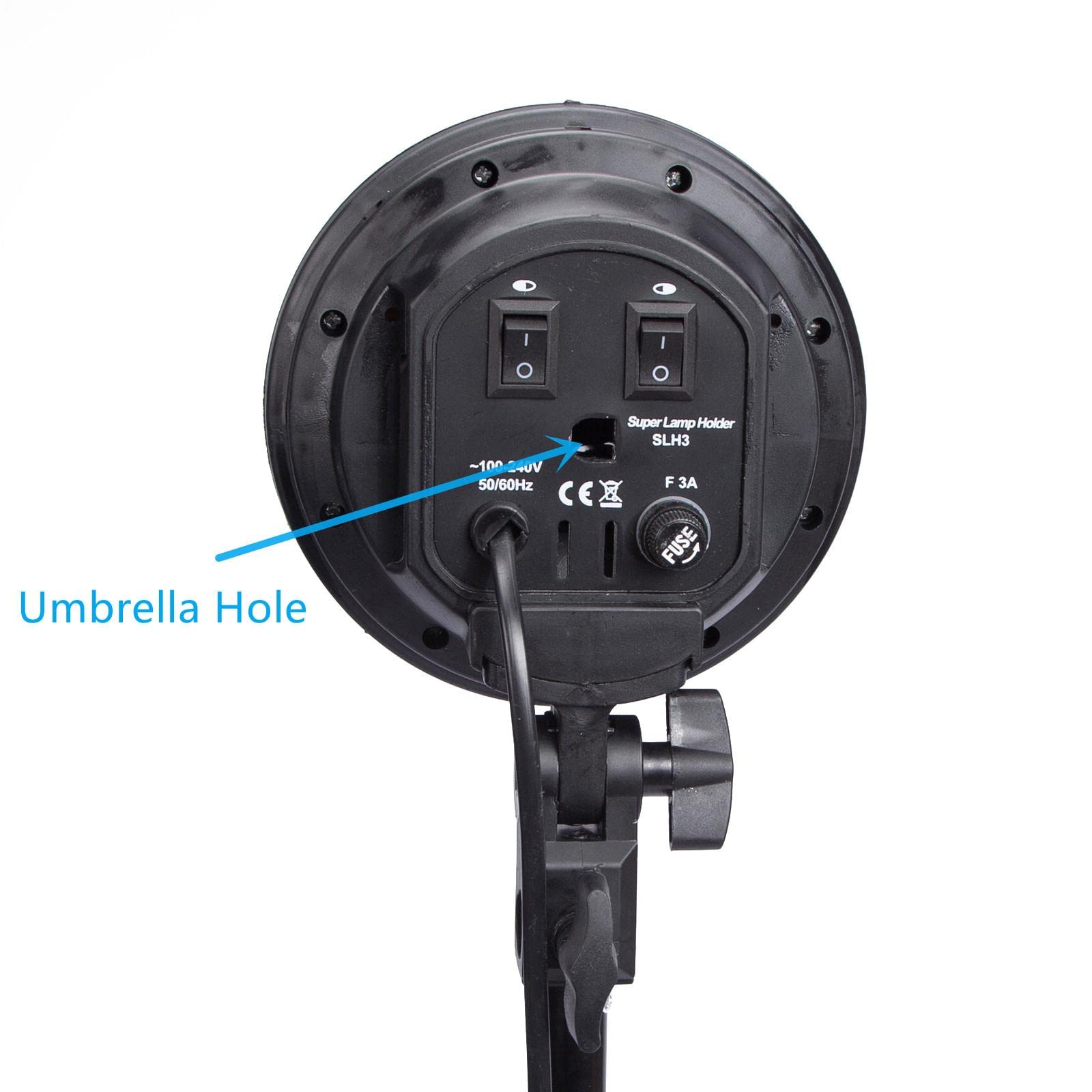 Photo Studio E27 - Soporte para lámpara Profesional de 4 Cabezales Giratorio con Soporte para Paraguas para iluminación de Flash, Bombilla monolight