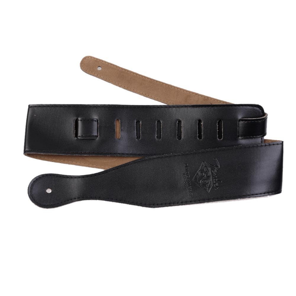 Sangle en cuir pour guitare électrique, acoustique ou basse Candora® noir