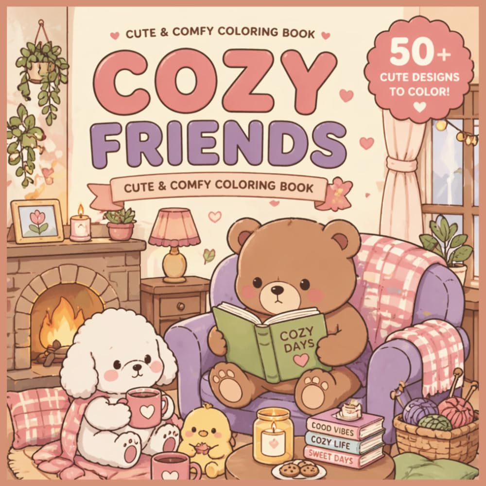 Cozy Friends Coloring Book: Cute & Comfy Coloring Book for Teens & Adults with Relaxing Cozy Moments and Adorable Designs