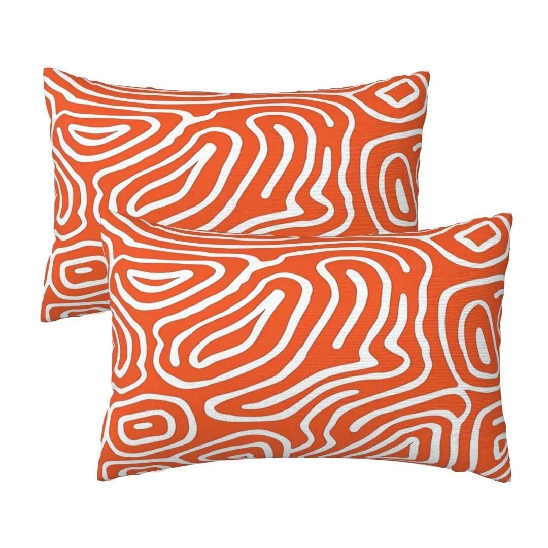 Leznzen Orange Cushion Covers 60X40 Cm Cushions Set Of 2, Stripe Cushion Covers, Soft Sofa Cushions Decorative Pillows, Garden Cushion Cover Rectangle Throw Pillowcases, Living Room Home Decor 16X24 Inch
