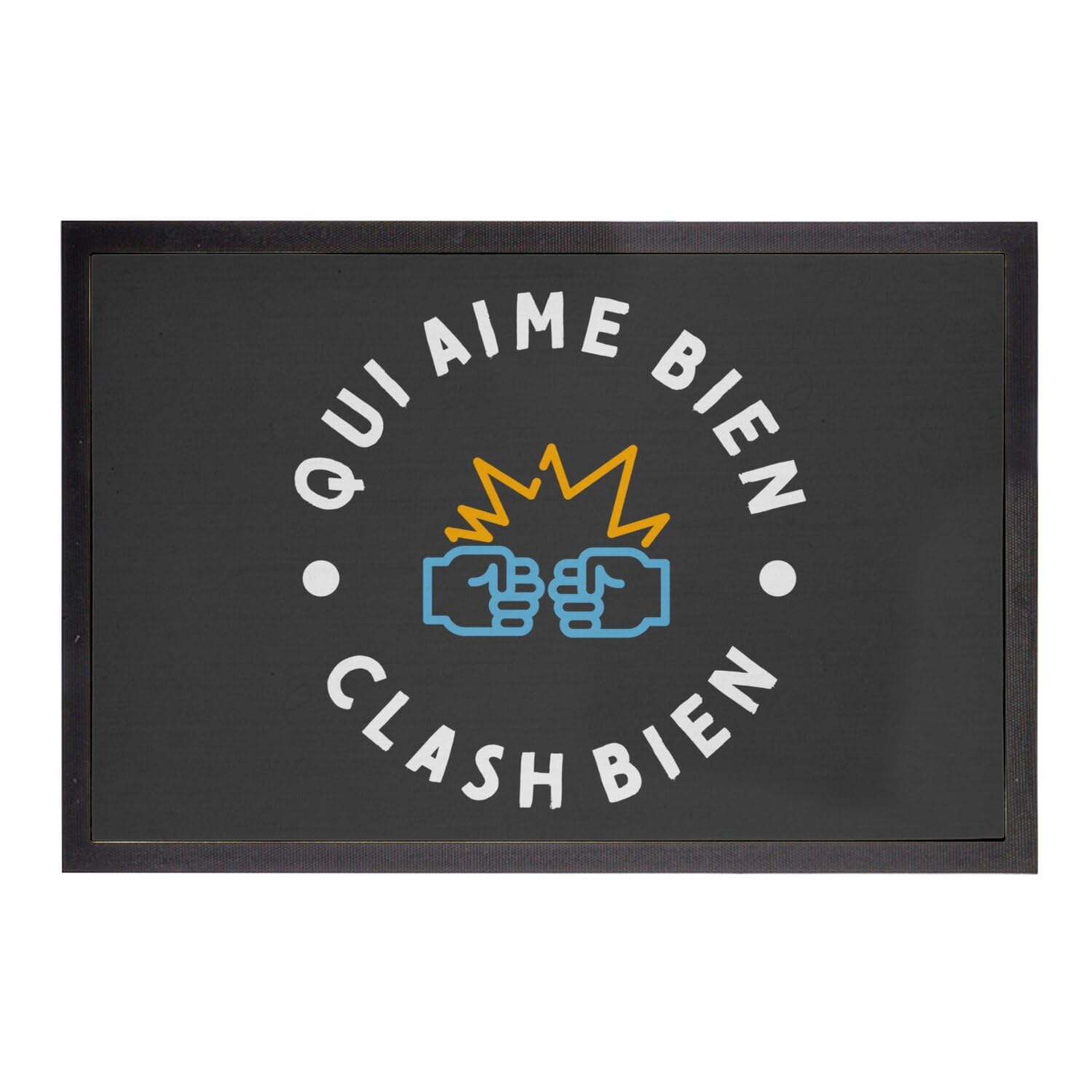 Paillasson noir rugby boxe anti saleté tapis entrée humour rigide 75x50